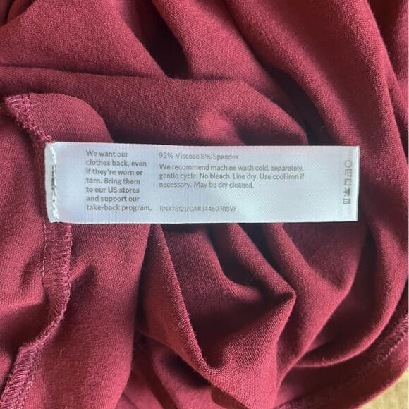 Eileen Fisher Tunic Top Medium Magenta Red Bell Sleeve Viscose Spandex Jersey - Picture 11 of 12